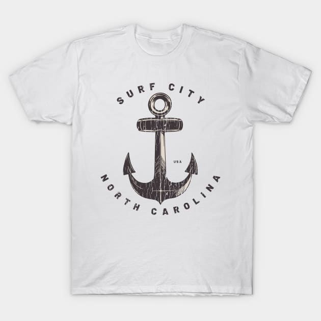 Surf City, NC Summertime Vacationing Big Anchor T-Shirt by Contentarama